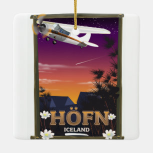 Höfn Iceland Flight poster Ceramic Ornament