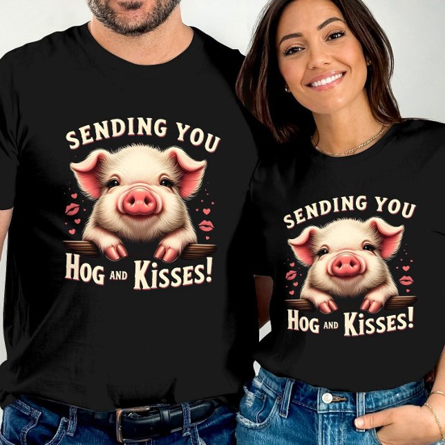 Hog and Kisses Valentines Cute Pig Endearing Love T-Shirt (Creator Uploaded)