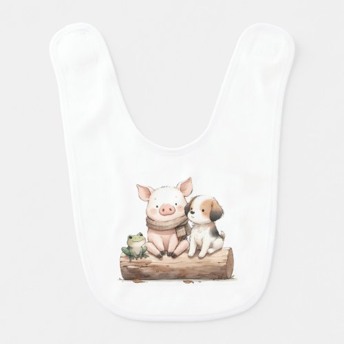 Hog Frog  Dog on a Log Cute Baby Animals Baby Bib