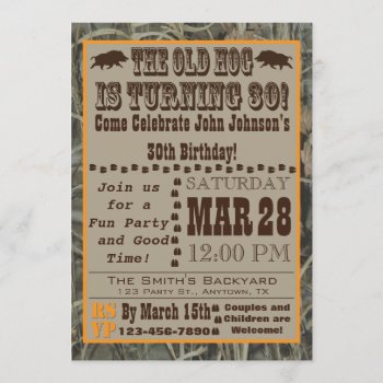 Hog Hunting 30th Birthday Invitation With Camo by aaronsgraphics at Zazzle