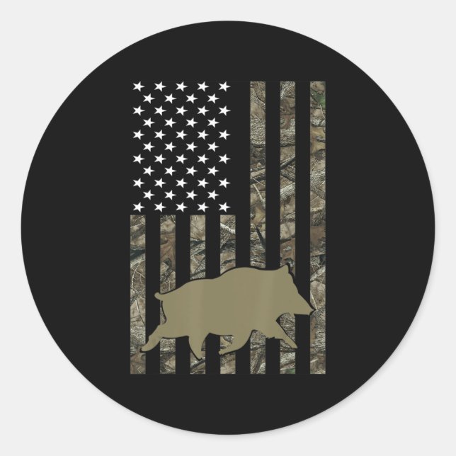 Hog Hunting For Men Wild Boar Pig Hunter Classic Round Sticker (Front)