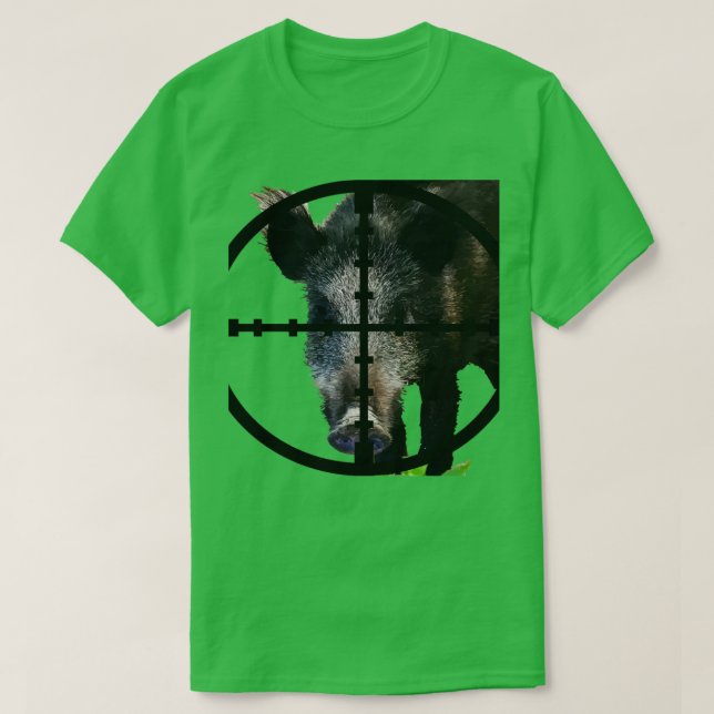 Hog Hunting Wild Boar In Scope Vector Art 1 T-Shirt (Design Front)