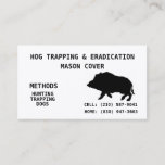 Hog Trapping &amp; Eradication Business Card at Zazzle