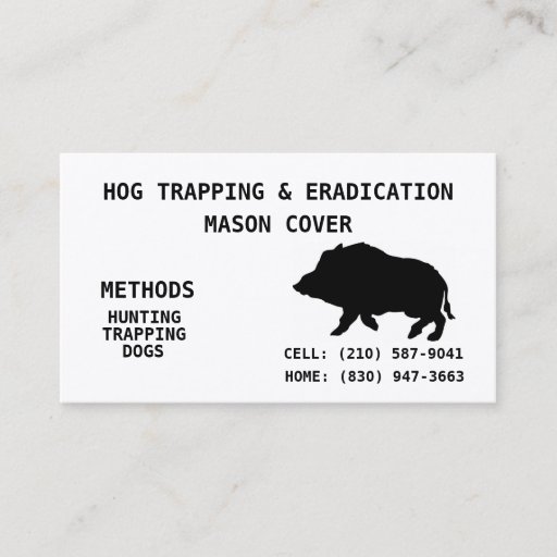 Customizable HOG TRAPPING &amp; ERADICATION BUSINESS CARD TEMPLATE