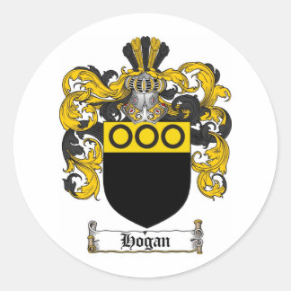 HOGAN FAMILY CREST - HOGAN COAT OF ARMS CLASSIC ROUND STICKER