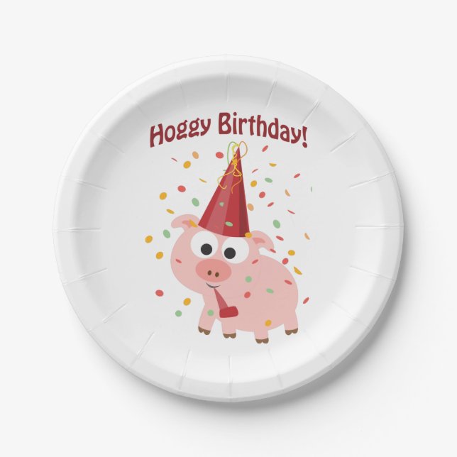 Hoggy Birthday! Paper Plates (Front)