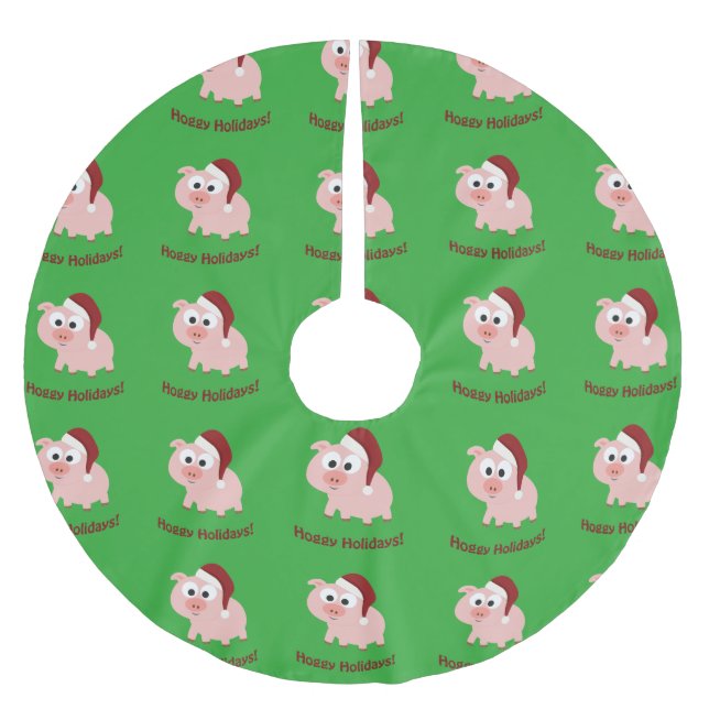 Hoggy Holidays! Santa Pig Brushed Polyester Tree Skirt (Front)