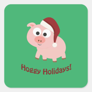 Hoggy Holidays! Santa Pig Square Sticker
