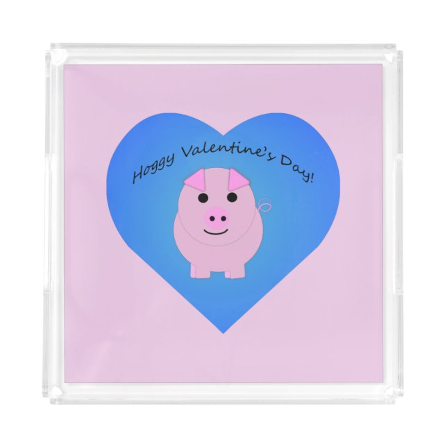 Hoggy Valentine's Day Pig Acrylic Tray (Front)