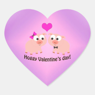 Hoggy Valentine's Day Pig Love Heart Sticker