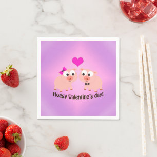 Hoggy Valentine's Day Pig Love Pun Napkins