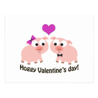 Hoggy Valentines Day Pigs Postcard