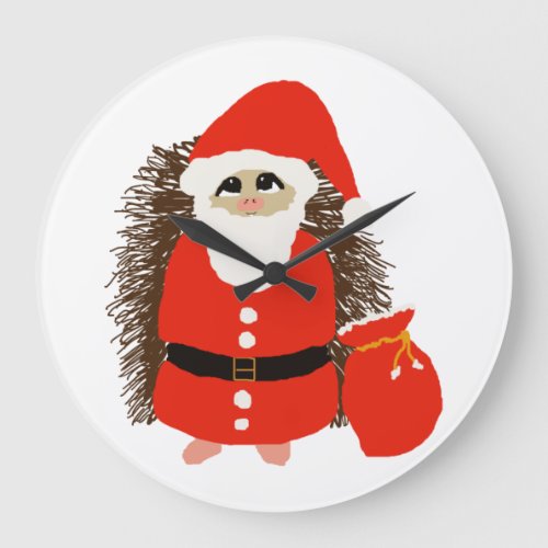 Hogie the Hedgehog Santa  Large Clock