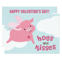 Hogs and Kisses Classroom Valentines Card