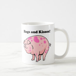 Hogs and Kisses Cute Pig Hog Cartoon Coffee Mug