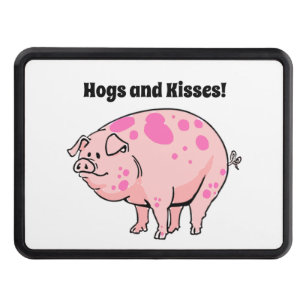 Hogs and Kisses Cute Pig Hog Cartoon Hitch Cover
