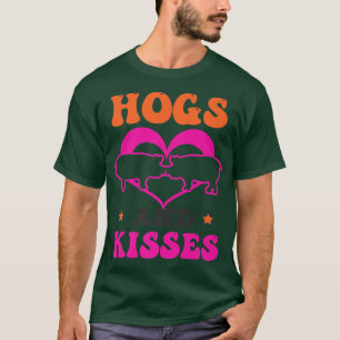 Hogs And Kisses Design Pig Valentines Premium T-Shirt