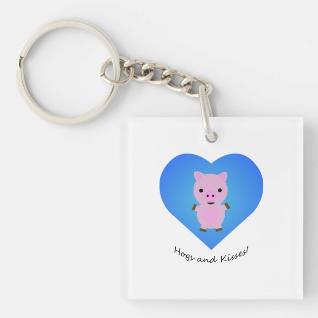 Hogs and Kisses Pig Keychain (Front)