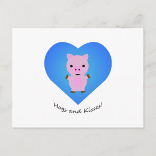 Hogs and Kisses Pig Postcard