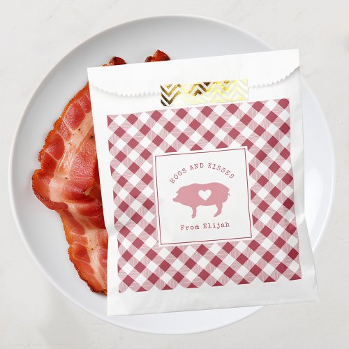 Hogs and Kisses Pink Pig Valentine Favor Bag