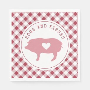 Hogs and Kisses Pink Pig Valentine Photo Napkins