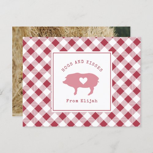 Hogs and Kisses Pink Pig Valentine Photo Postcard