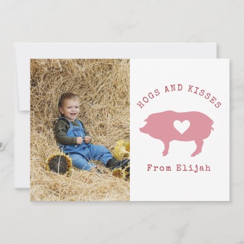 Hogs  Kisses Photo Classroom Valentine Card