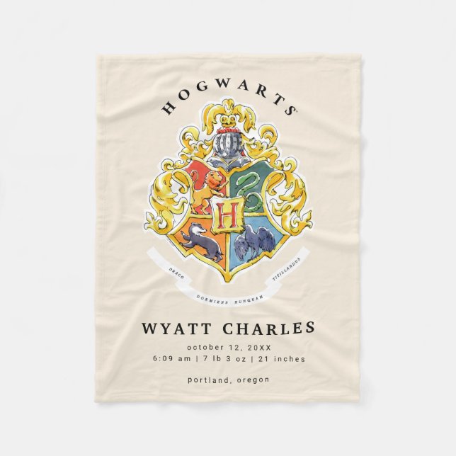 HOGWARTS™ Baby Birth Stats Fleece Blanket (Front)