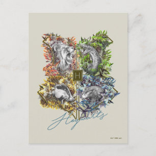 HOGWARTS™ Badge Floral Graphic Postcard