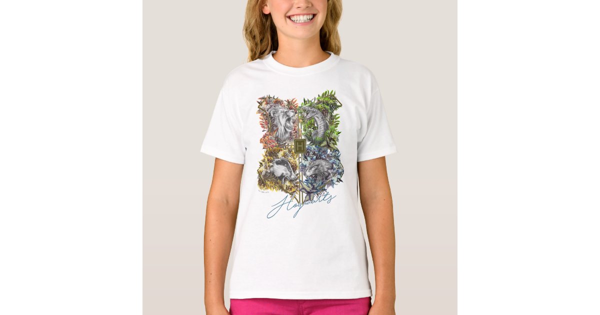 HOGWARTS™ Badge Floral Graphic T-Shirt | Zazzle