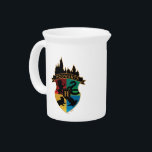 HOGWARTS™ Castle Crest House Pride Badge Beverage Pitcher<br><div class="desc">Check out this shield crest for HOGWARTS™ featuring the four House Mascots and the silhouette of the castle! Wear this graphic on a t-shirt or sip from a customized mug! Shop this design on more custom Zazzle products for the perfect gift.</div>