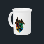 HOGWARTS™ Castle Crest House Pride Badge Beverage Pitcher<br><div class="desc">Check out this shield crest for HOGWARTS™ featuring the four House Mascots and the silhouette of the castle! Wear this graphic on a t-shirt or sip from a customized mug! Shop this design on more custom Zazzle products for the perfect gift.</div>