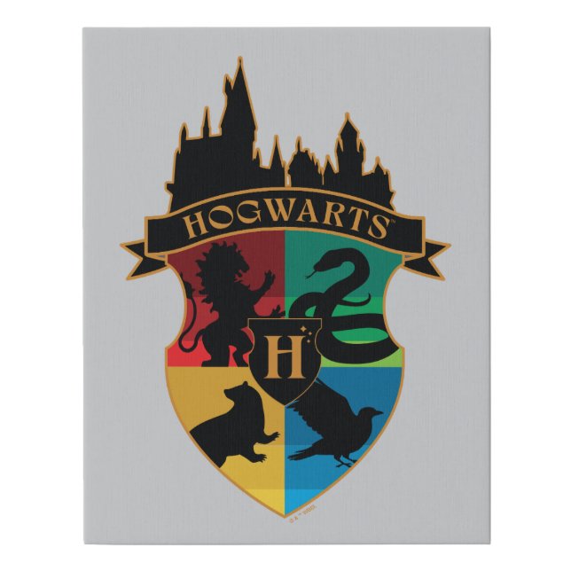 HOGWARTS™ Castle Crest House Pride Badge Faux Canvas Print (Front)