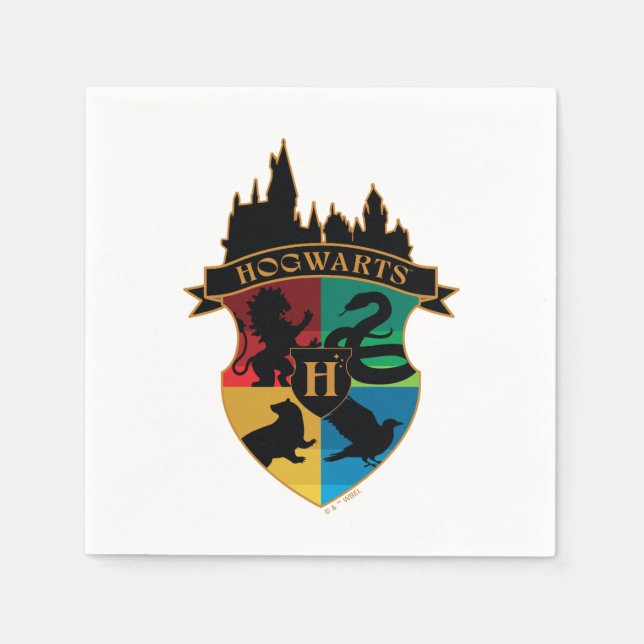 HOGWARTS™ Castle Crest House Pride Badge Napkins (Front)