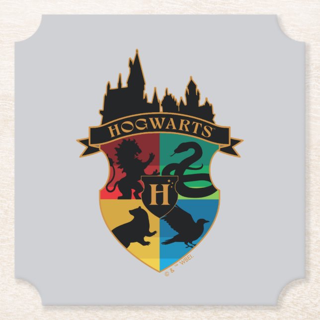 HOGWARTS™ Castle Crest House Pride Badge Paper Coaster (Front)