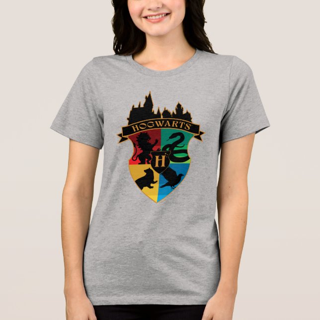 HOGWARTS™ Castle Crest House Pride Badge Tri-Blend Shirt (Front)