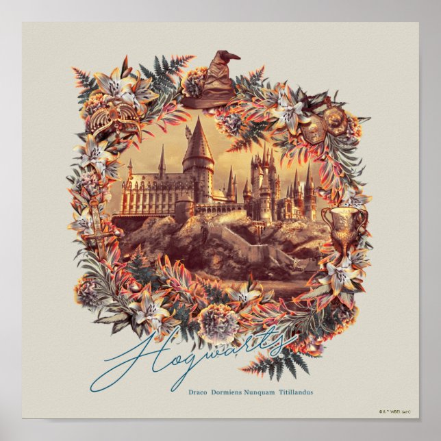 HOGWARTS™ CASTLE Floral Graphic Poster (Front)