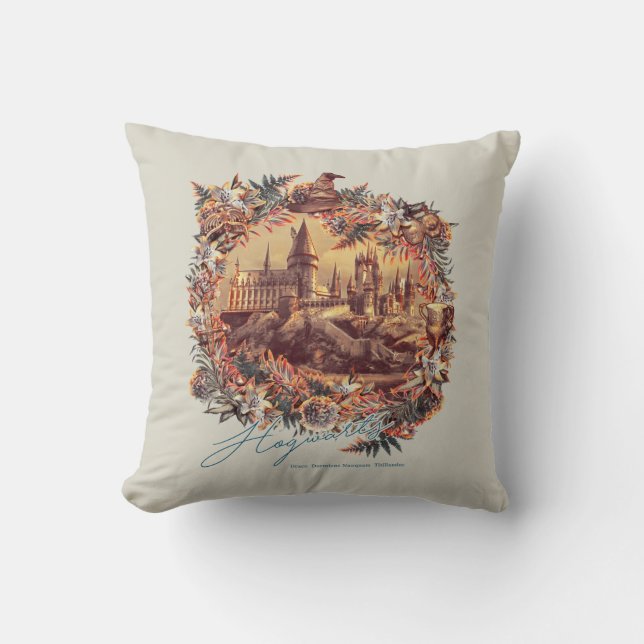 HOGWARTS™ CASTLE Floral Graphic Throw Pillow (Front)