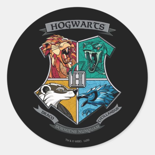 HOGWARTSâ Crosshatched Emblem Classic Round Sticker