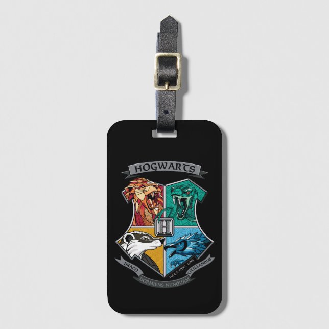 HOGWARTS™ Crosshatched Emblem Luggage Tag (Front Vertical)