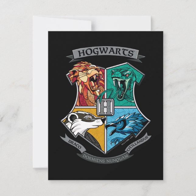 HOGWARTS™ Crosshatched Emblem Note Card (Front)