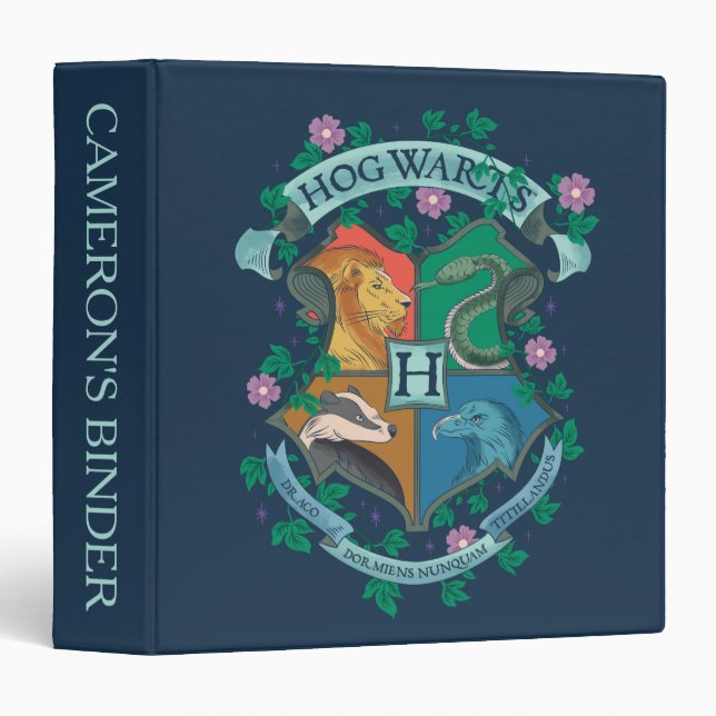 HOGWARTS™ Floral Crest 3 Ring Binder (Front/Spine)