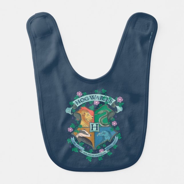 HOGWARTS™ Floral Crest Baby Bib (Front)