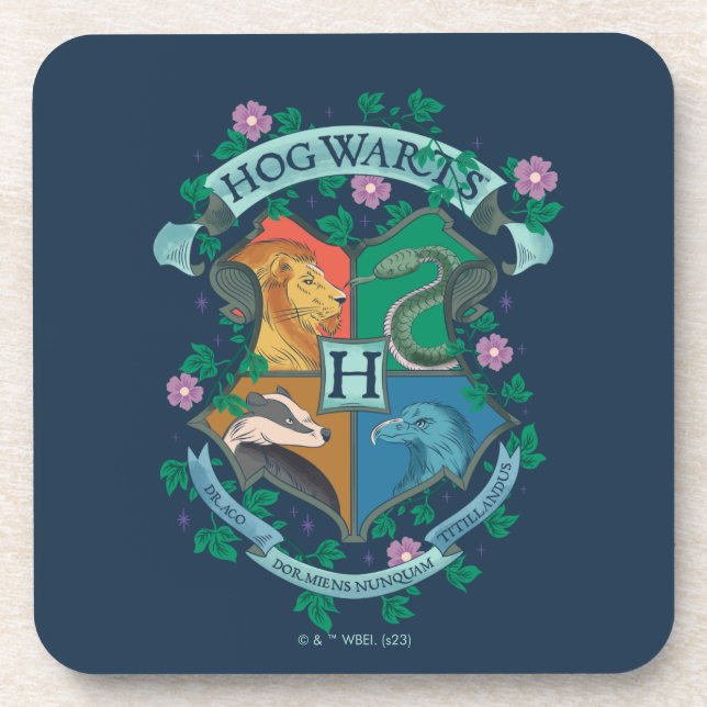 HOGWARTS™ Floral Crest Beverage Coaster (Front)