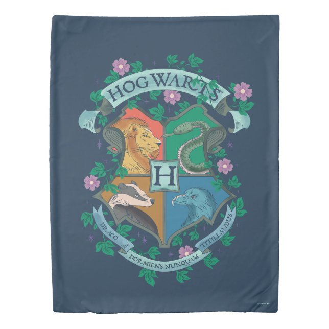 HOGWARTS™ Floral Crest Duvet Cover (Front)
