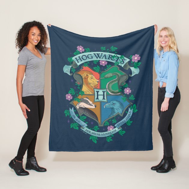 HOGWARTS Floral Crest Fleece Blanket Zazzle