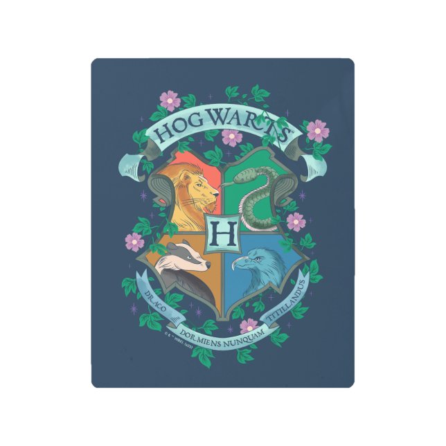 HOGWARTS™ Floral Crest Metal Print (Front)