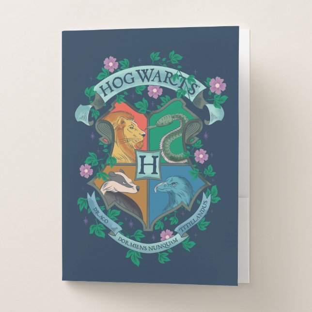 HOGWARTS™ Floral Crest Pocket Folder (Front)