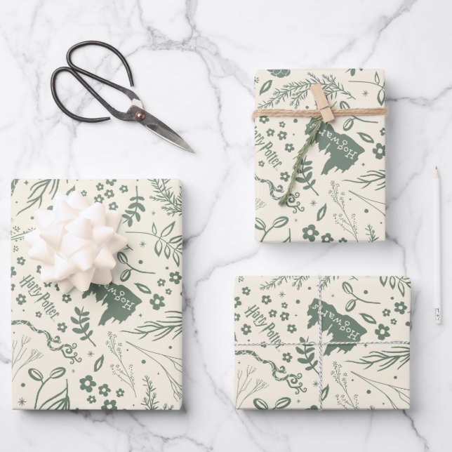 HOGWARTS™ Herbology Magic Pattern Wrapping Paper Sheets (Front)