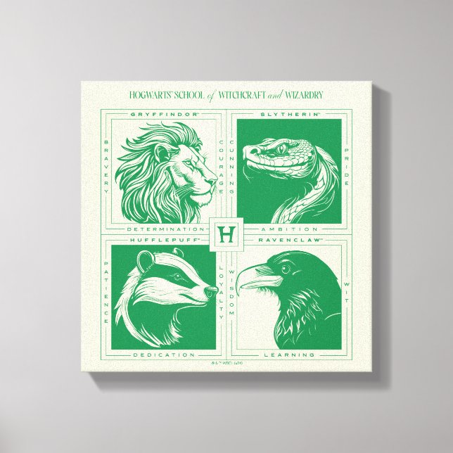 HOGWARTS™ House Animals Grid Canvas Print (Front)